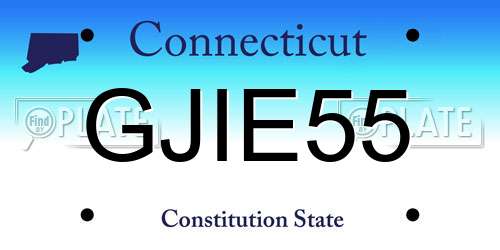 GJIE55 Connecticut License Plate