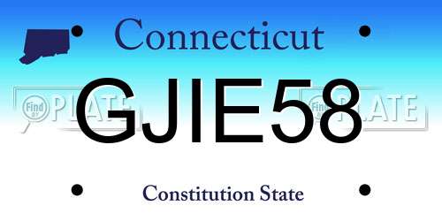 GJIE58 Connecticut License Plate
