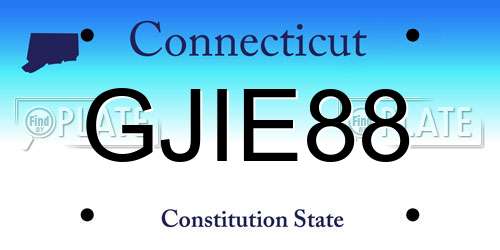 GJIE88 Connecticut License Plate