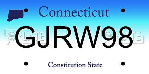 GJRW98 Connecticut License Plate