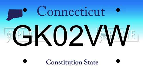 GK02VW Connecticut License Plate