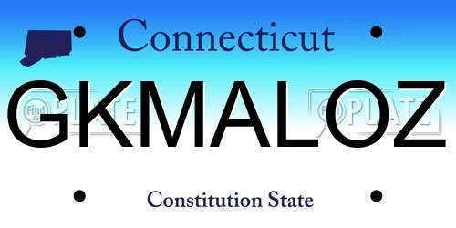 GKMALOZ Connecticut License Plate