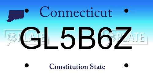 GL5B6Z Connecticut License Plate