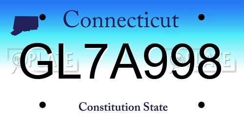 GL7A998 Connecticut License Plate