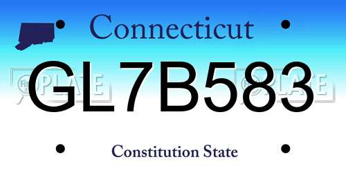 GL7B583 Connecticut License Plate