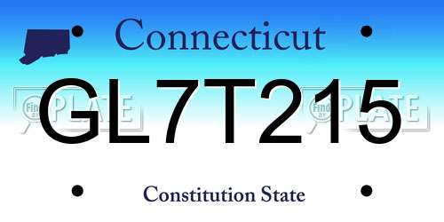 GL7T215 Connecticut License Plate