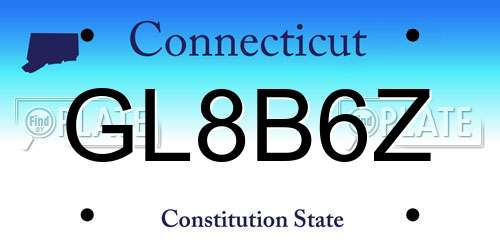 GL8B6Z Connecticut License Plate
