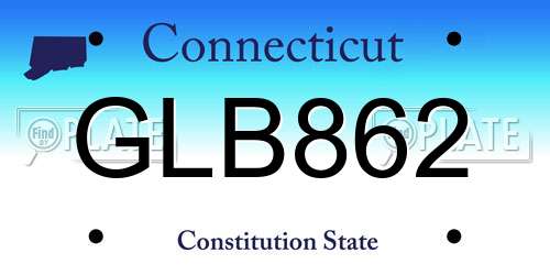 GLB862 Connecticut License Plate