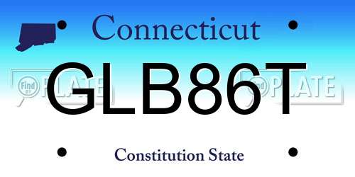 GLB86T Connecticut License Plate