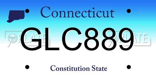 GLC889 Connecticut License Plate