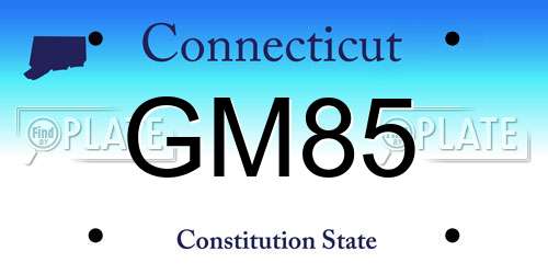 GM85 Connecticut License Plate