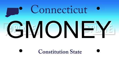 GMONEY Connecticut License Plate
