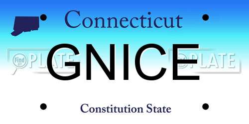 GNICE Connecticut License Plate
