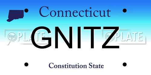 GNITZ Connecticut License Plate