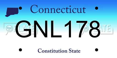 GNL178 Connecticut License Plate