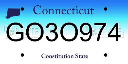 GO3O974 Connecticut License Plate