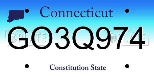 GO3Q974 Connecticut License Plate