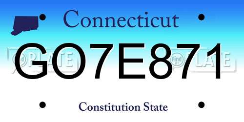 GO7E871 Connecticut License Plate