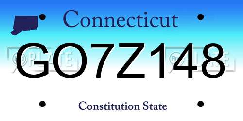 GO7Z148 Connecticut License Plate