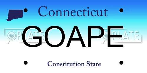 GOAPE Connecticut License Plate