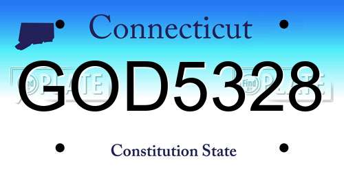GOD5328 Connecticut License Plate
