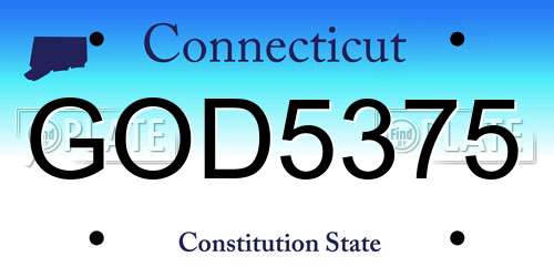 GOD5375 Connecticut License Plate