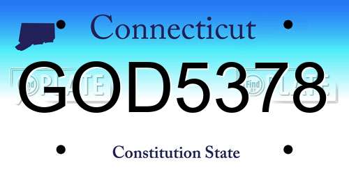 GOD5378 Connecticut License Plate