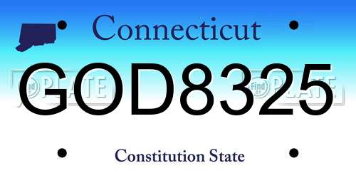 GOD8325 Connecticut License Plate