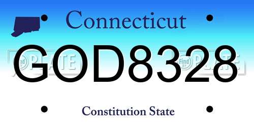 GOD8328 Connecticut License Plate