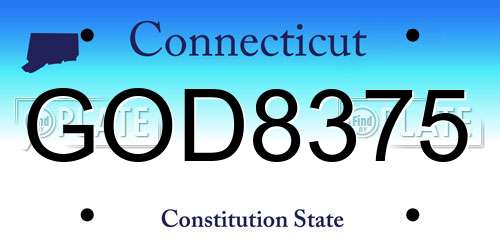 GOD8375 Connecticut License Plate