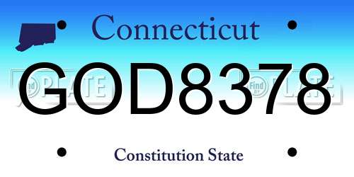 GOD8378 Connecticut License Plate