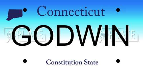 GODWIN Connecticut License Plate