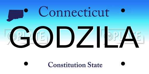 GODZILA Connecticut License Plate