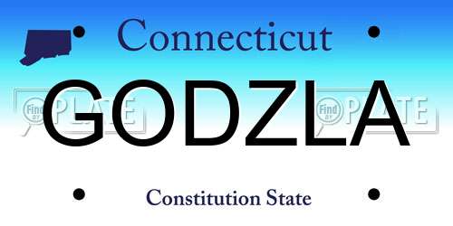GODZLA Connecticut License Plate