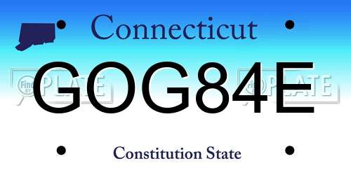 GOG84E Connecticut License Plate