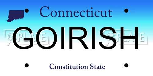 GOIRISH Connecticut License Plate