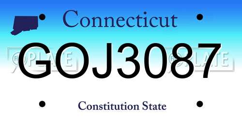 GOJ3087 Connecticut License Plate