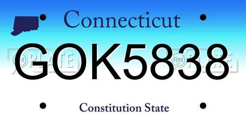 GOK5838 Connecticut License Plate