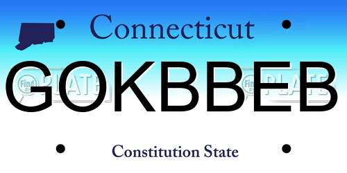 GOKBBEB Connecticut License Plate
