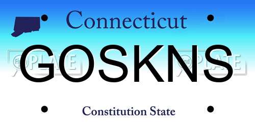 GOSKNS Connecticut License Plate