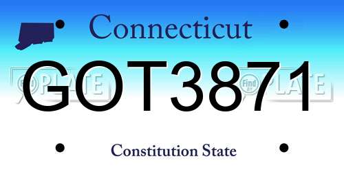 GOT3871 Connecticut License Plate