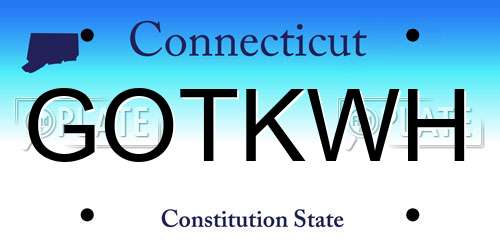 GOTKWH Connecticut License Plate
