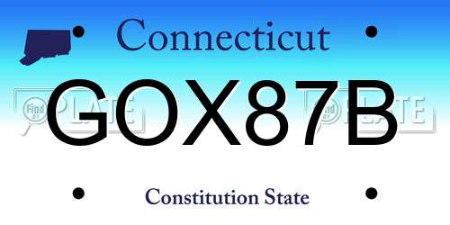 GOX87B Connecticut License Plate