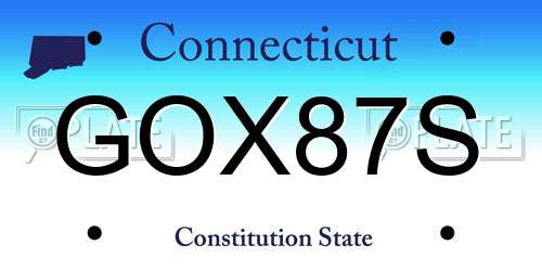 GOX87S Connecticut License Plate