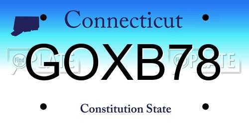 GOXB78 Connecticut License Plate