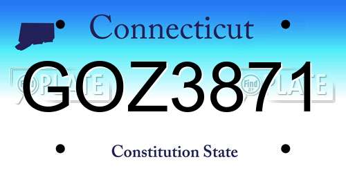 GOZ3871 Connecticut License Plate
