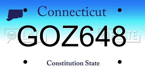 GOZ648 Connecticut License Plate
