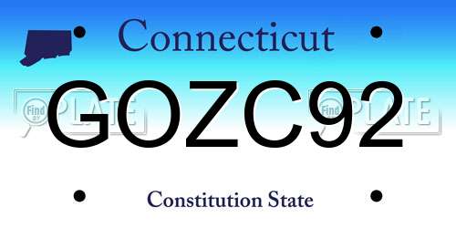 GOZC92 Connecticut License Plate