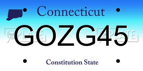 GOZG45 Connecticut License Plate
