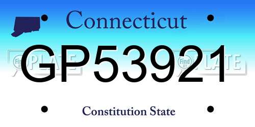 GP53921 Connecticut License Plate